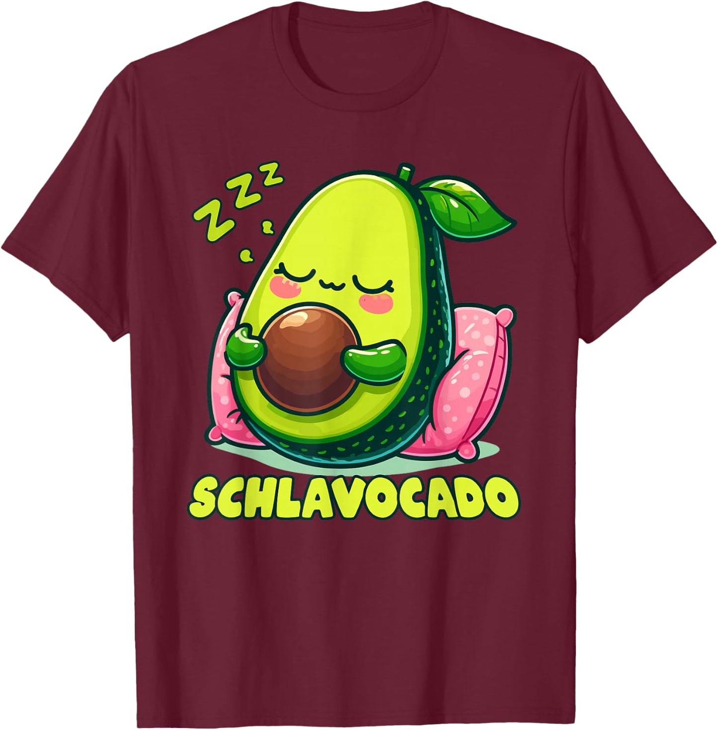 Official Sleep Shirt Avocado Sleep T-Shirt - T-Shirt | Maroon