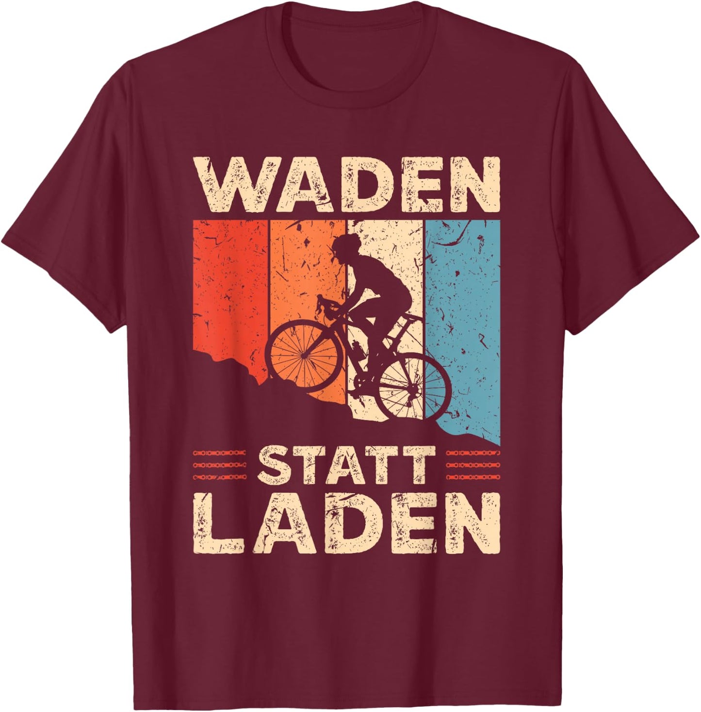 Funny Cyclist Saying Waden Instead of Shop Retro Bicycle , black T-Shirt - T-Shirt | Maroon