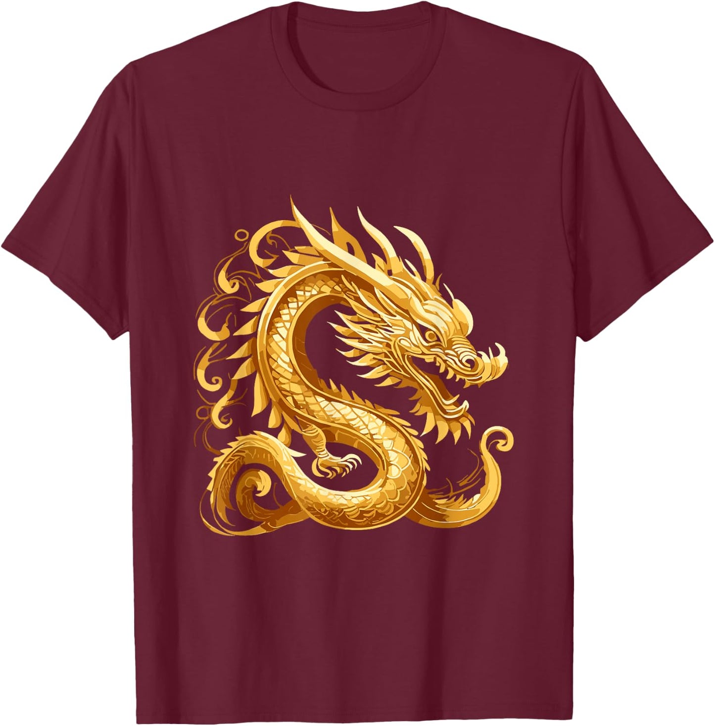 Chinese New Year Red Dragon Gold Zodiac Spring Festival Luna T-Shirt - T-Shirt | Maroon
