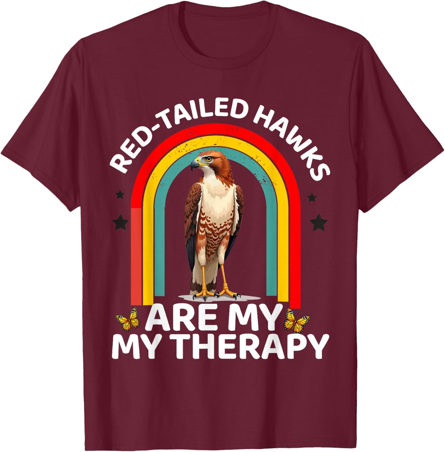 Red Tailed Hawk Chickenhawk Birdwatcher Buteo Jamaicensis T-Shirt - T-Shirt | Maroon