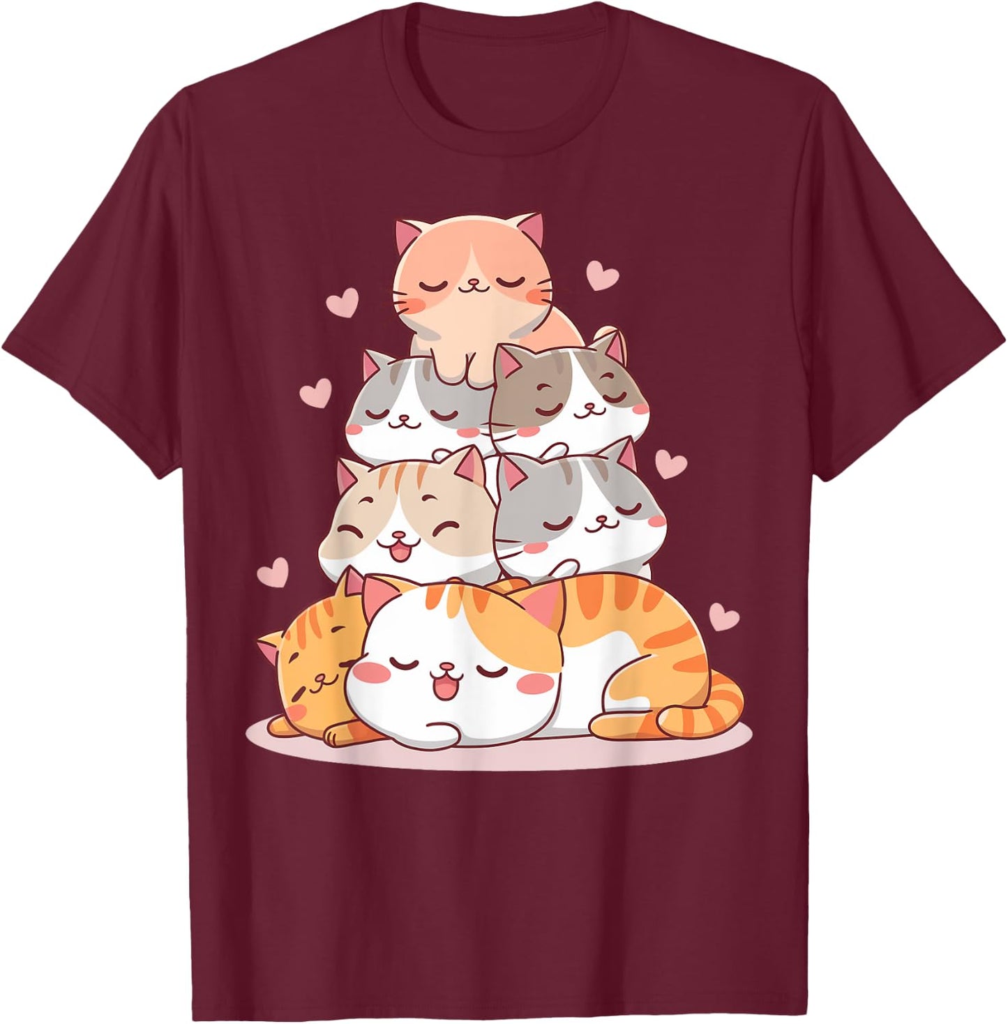Cat Cute Kitty Anime Kawaii Gifts Women Cat Lover T-Shirt - T-Shirt | Maroon