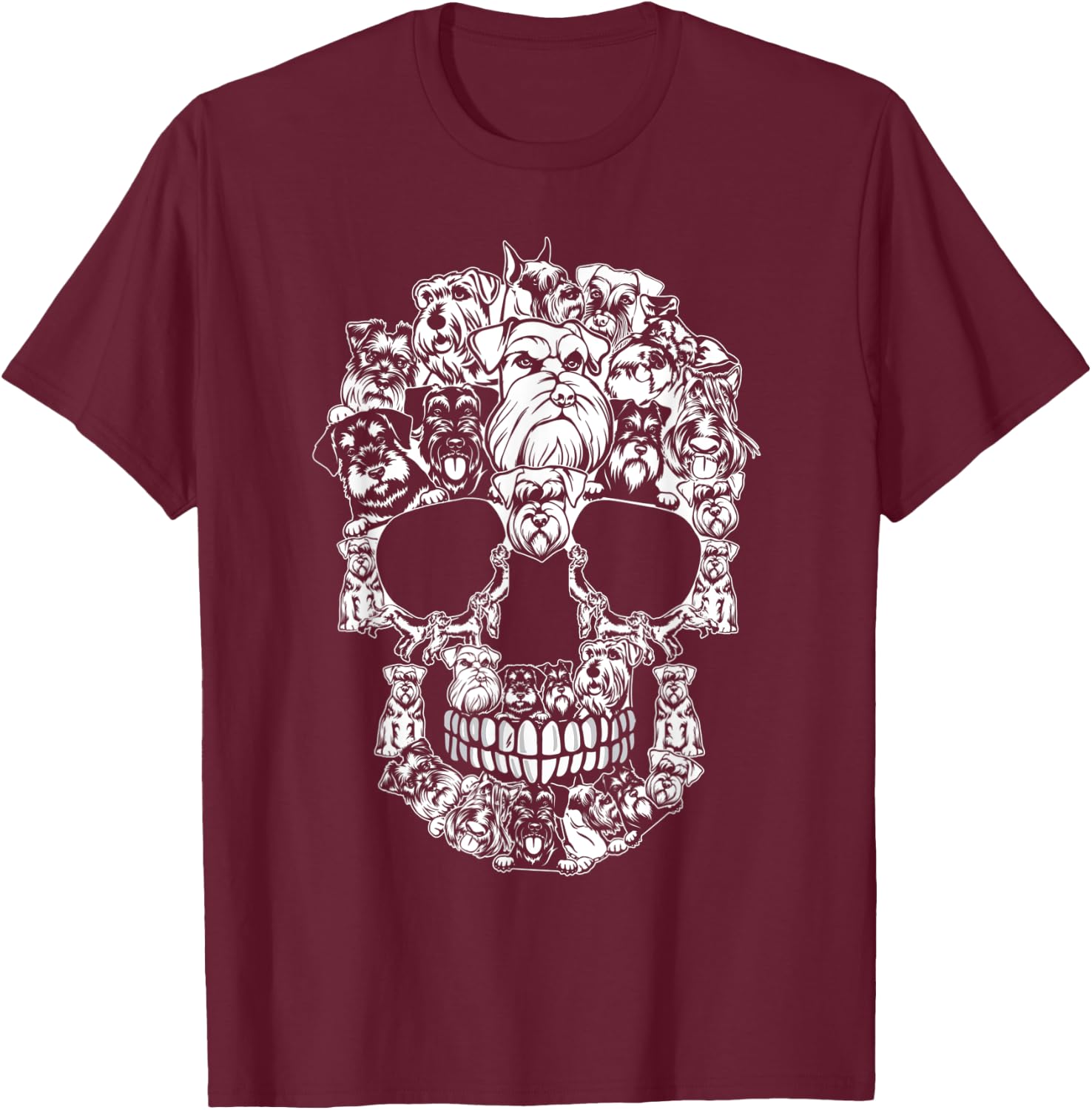 Matching Family Schnauzer Dog Skull Costume Halloween Women Kids T-Shirt - T-Shirt | Maroon