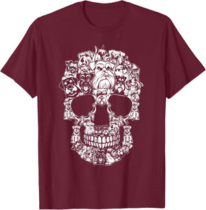Matching Family Schnauzer Dog Skull Costume Halloween Women Kids T-Shirt - T-Shirt | Maroon