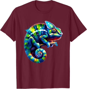 Chameleon Watercolour Iguana , black T-Shirt - T-Shirt | Maroon
