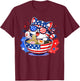 Cute Cat Ramen Anime American Flag USA Patriotic 4th of July T-Shirt - T-Shirt | Maroon