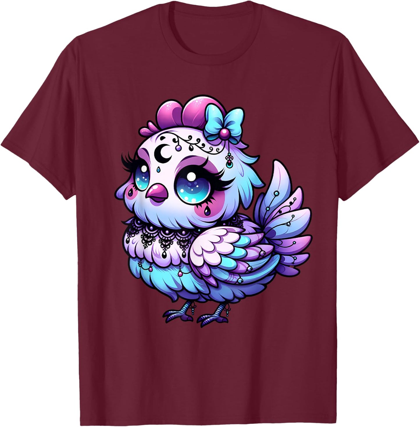 Pastel Goth Chicken Aesthetic Farm Animal Kawaii Occult T-Shirt - T-Shirt | Maroon