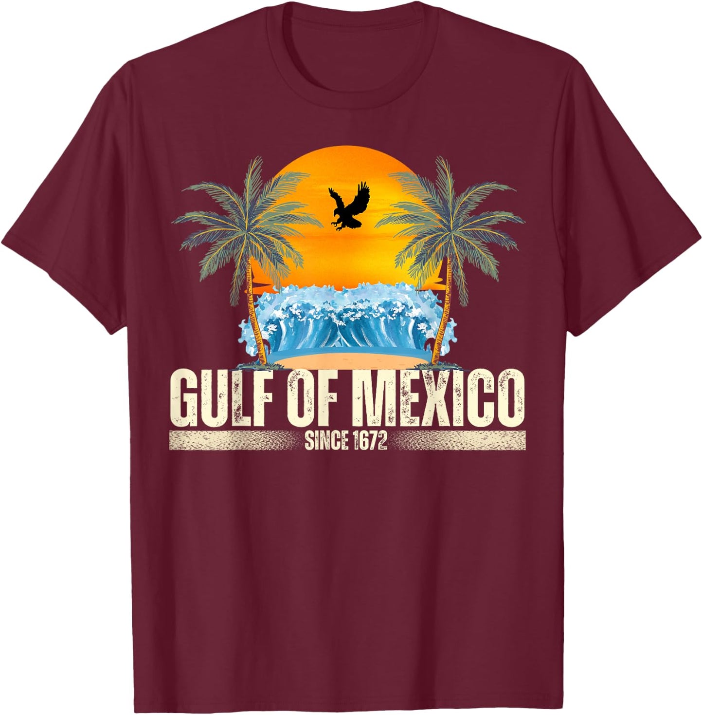 Gulf of Mexico Since 1672 Vintage Beach Gulf of Mexico Retro T-Shirt - T-Shirt | Maroon