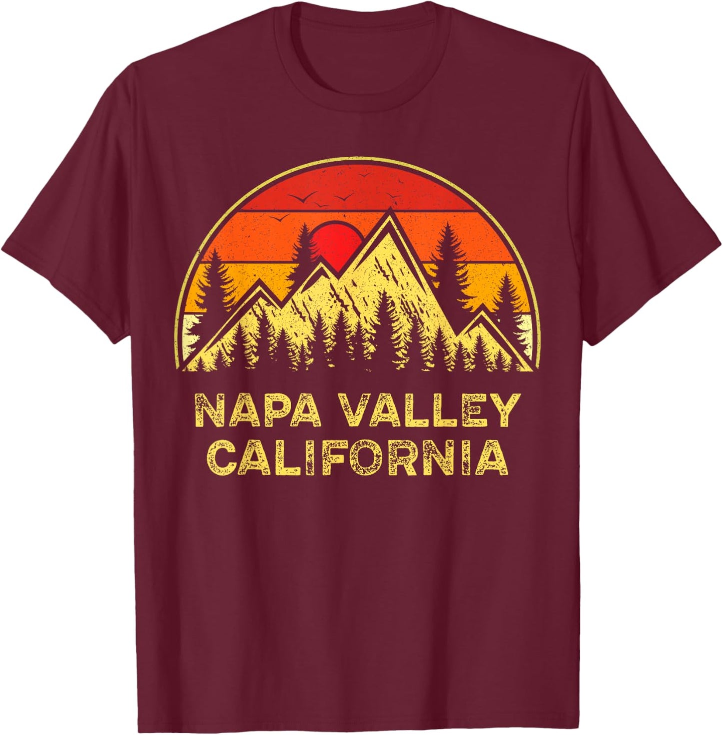 Vintage Napa Valley California CA Mountains Hiking Souvenir T-Shirt - T-Shirt | Maroon