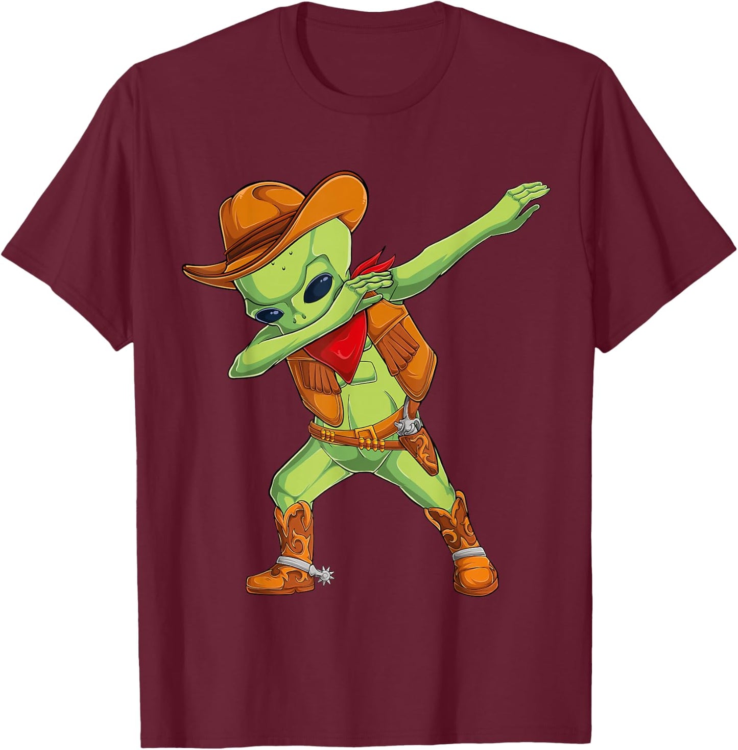 Dabbing alien cowboy costume Halloween kids UFO cosplay men T-Shirt - T-Shirt | Maroon