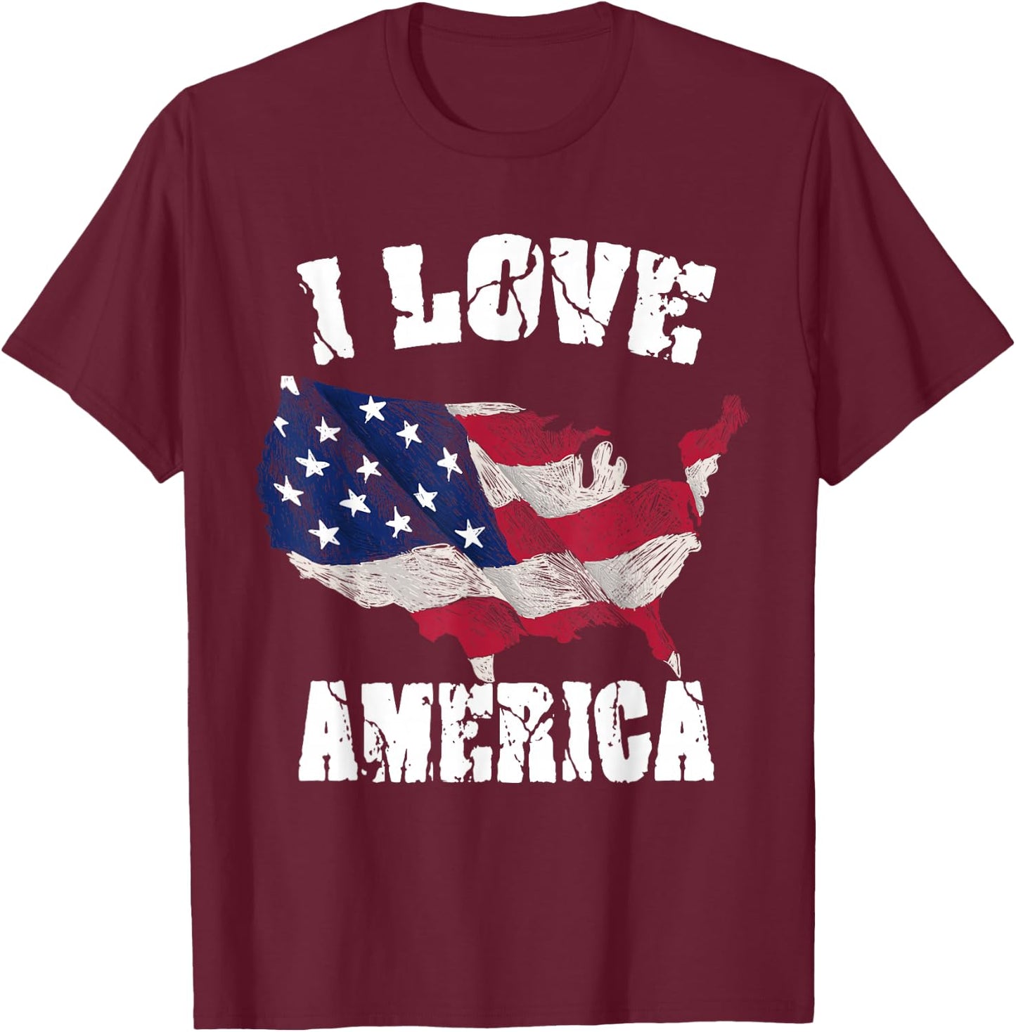 I Love America USA 4th of July Gift T-Shirt - T-Shirt | Maroon