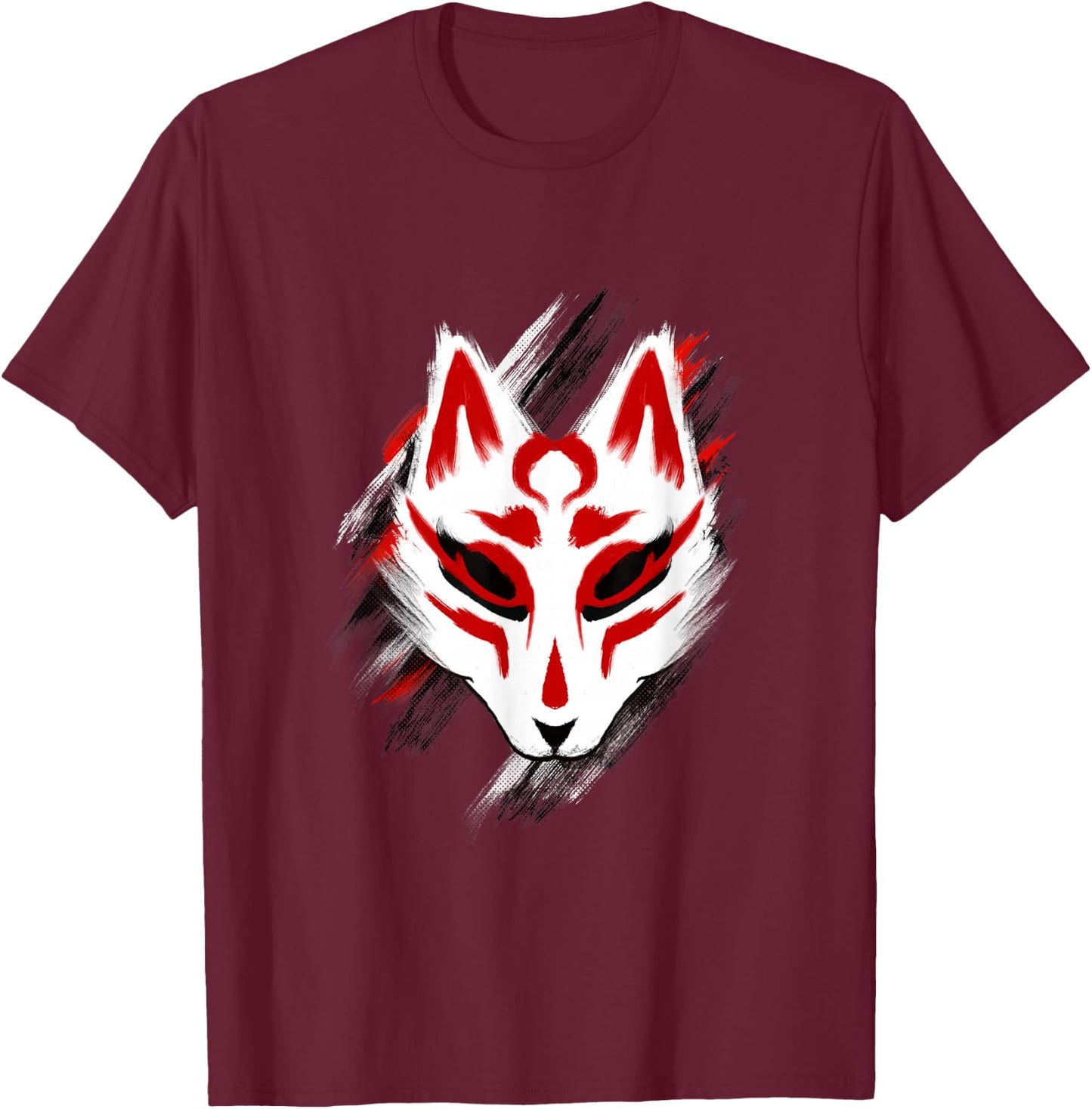 yokai shirt Kitsune mask traditional japanese art t shirt T-Shirt - T-Shirt | Maroon