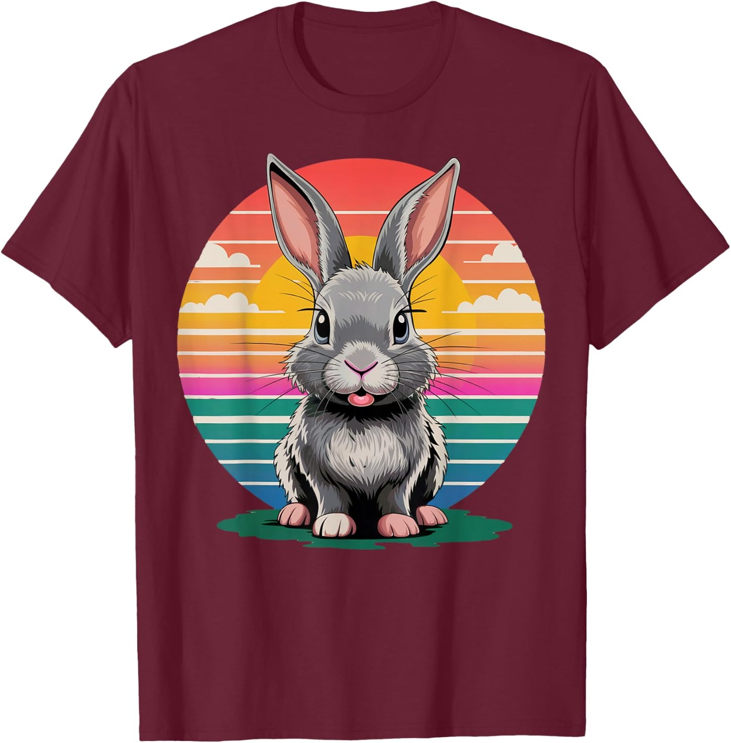 Retro Bunny Rabbit Vintage Nature Lover Gifts Women T-Shirt - T-Shirt | Maroon