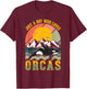 Just a Boy who Loves Orcas T-Shirt - T-Shirt | Maroon