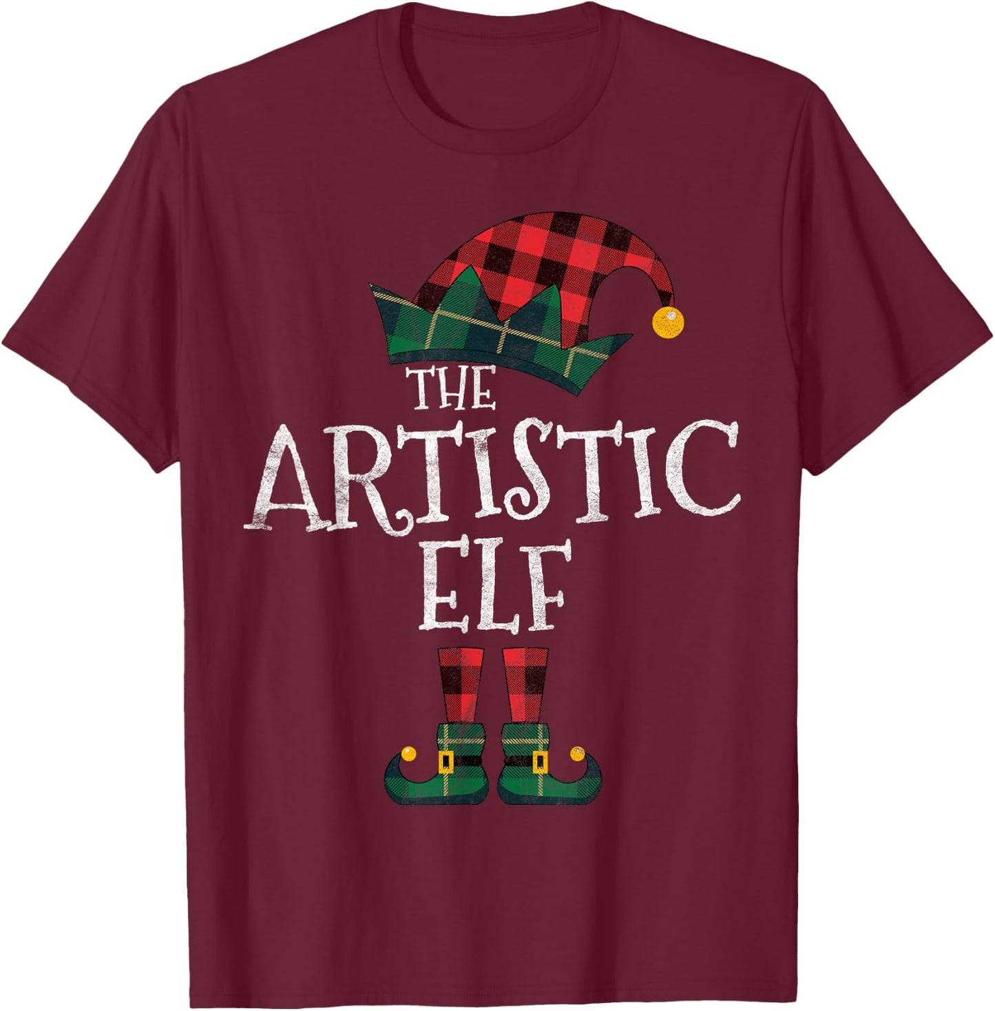The Artistic Elf Matching Family Group Gift Funny Christmas T-Shirt - T-Shirt | Maroon