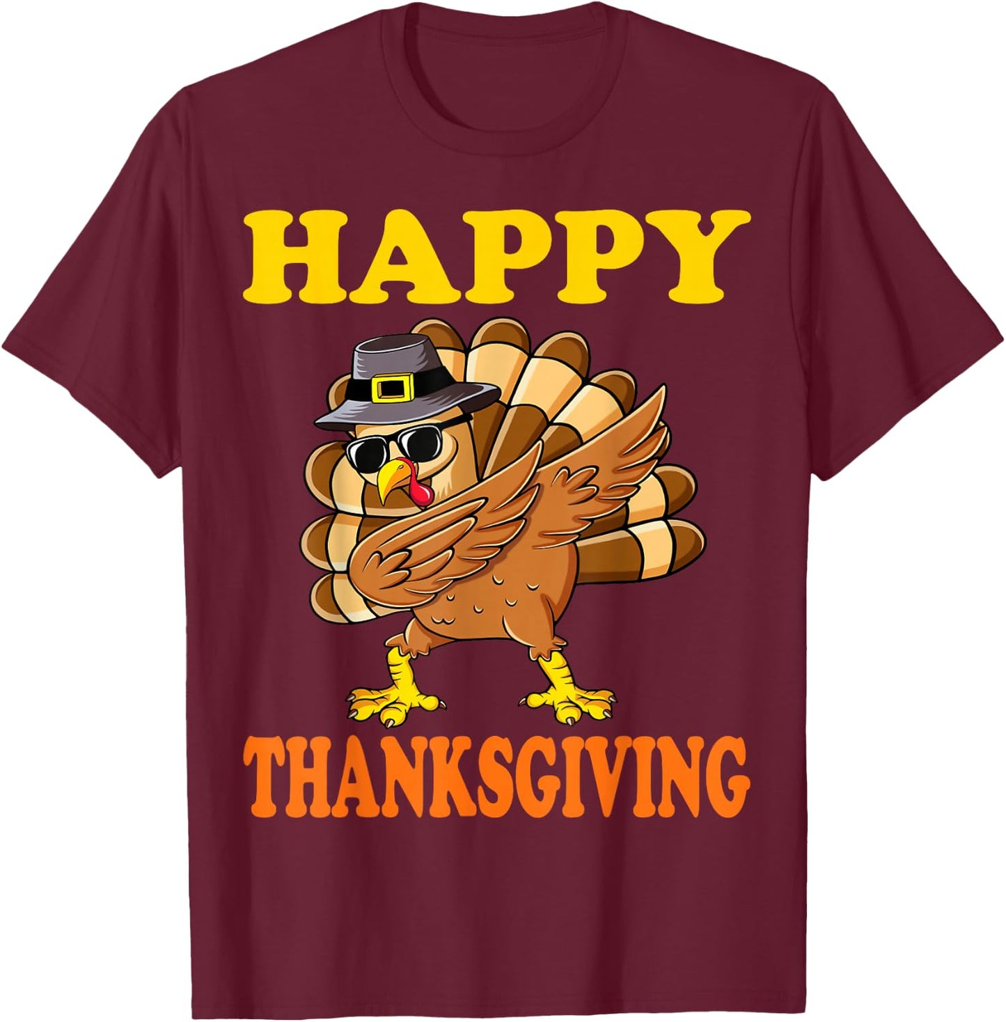 Happy Thanksgiving Funny Turkey Family Dinner Thanksgiving T-Shirt - T-Shirt | Maroon