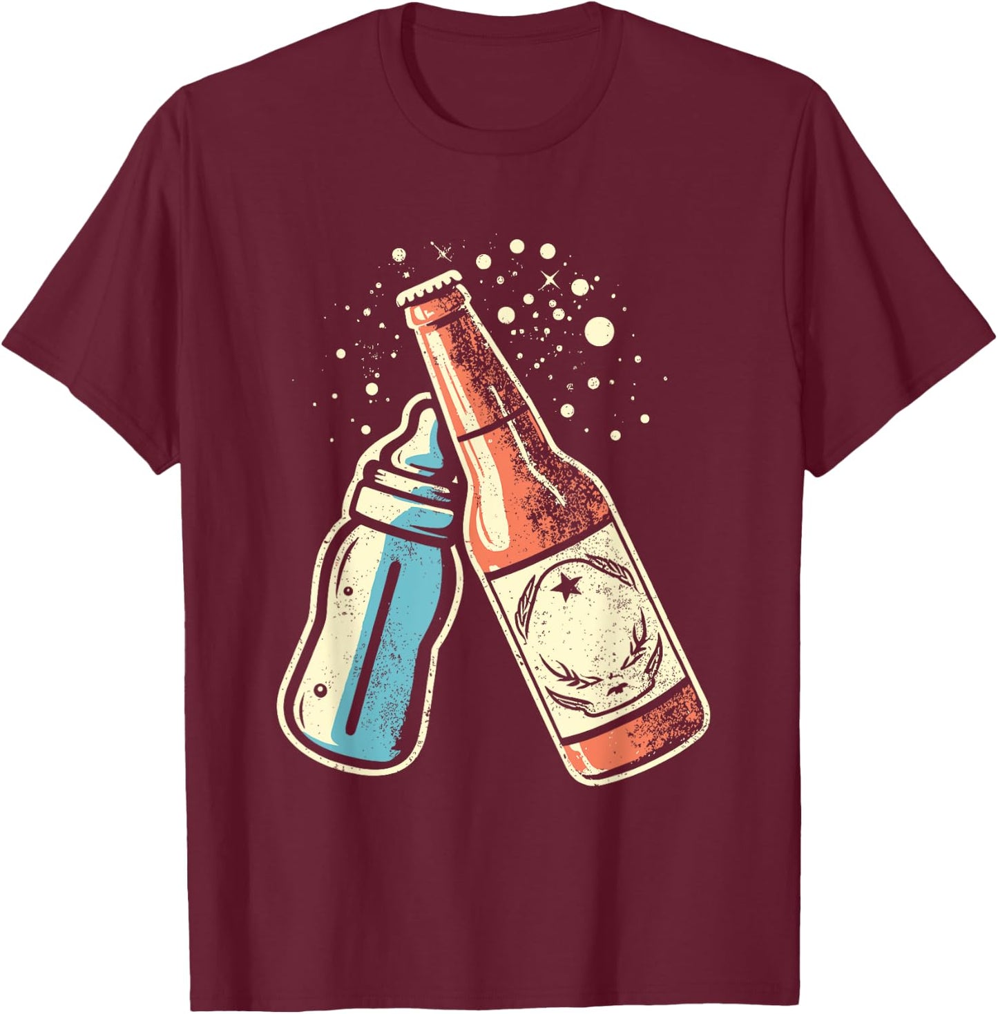 Beer Baby Bottle Toast - Cheers First Time Father To Be T-Shirt - T-Shirt | Maroon