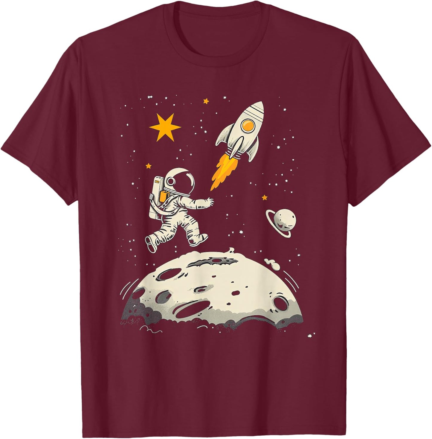 Weltraum Rakete und Astronaut Raumschiff Kinder T-Shirt - T-Shirt | Maroon
