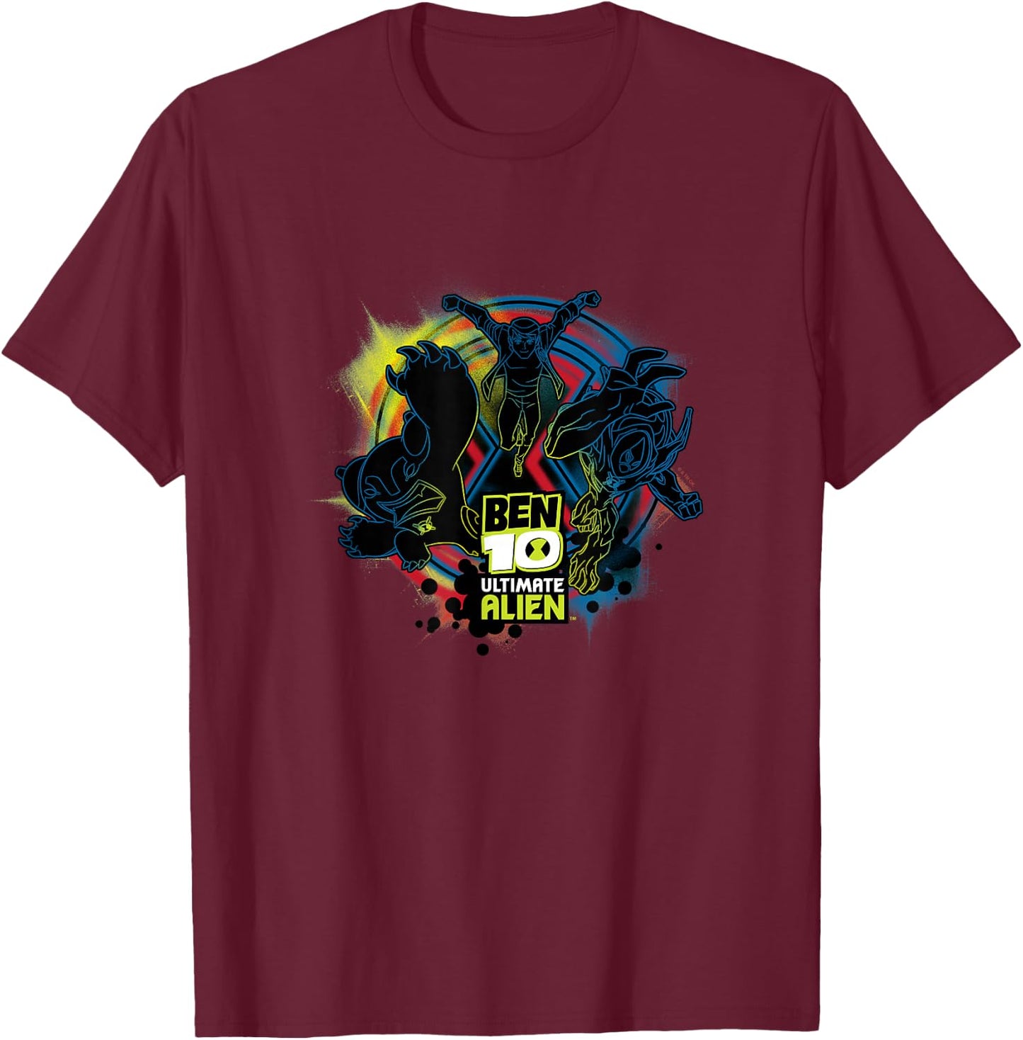 Ben 10 Ultimate Alien: Cosmic Destruction Alien Silhouettes T-Shirt - T-Shirt | Maroon