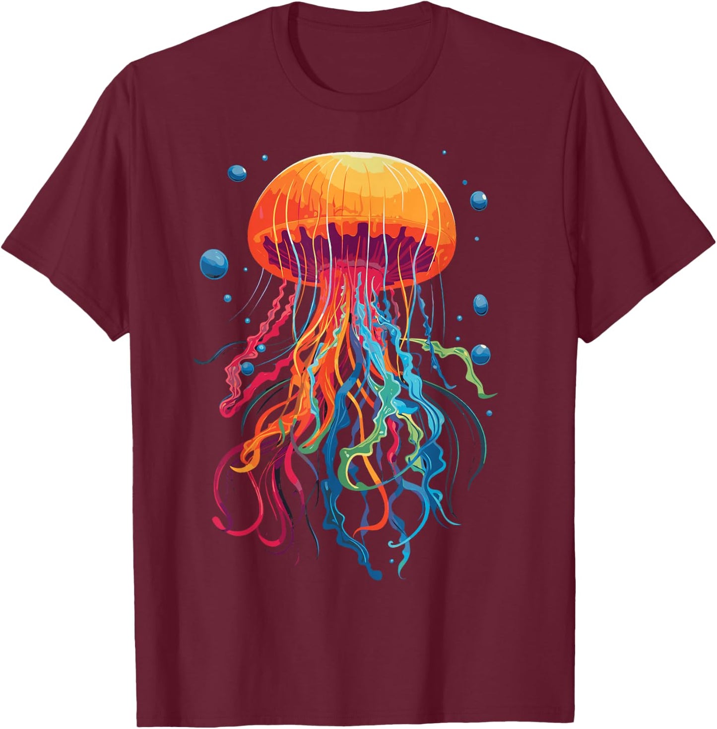 Jellyfish Ocean Animal Scuba Diving Rainbow Jelly Fish T-Shirt - T-Shirt | Maroon