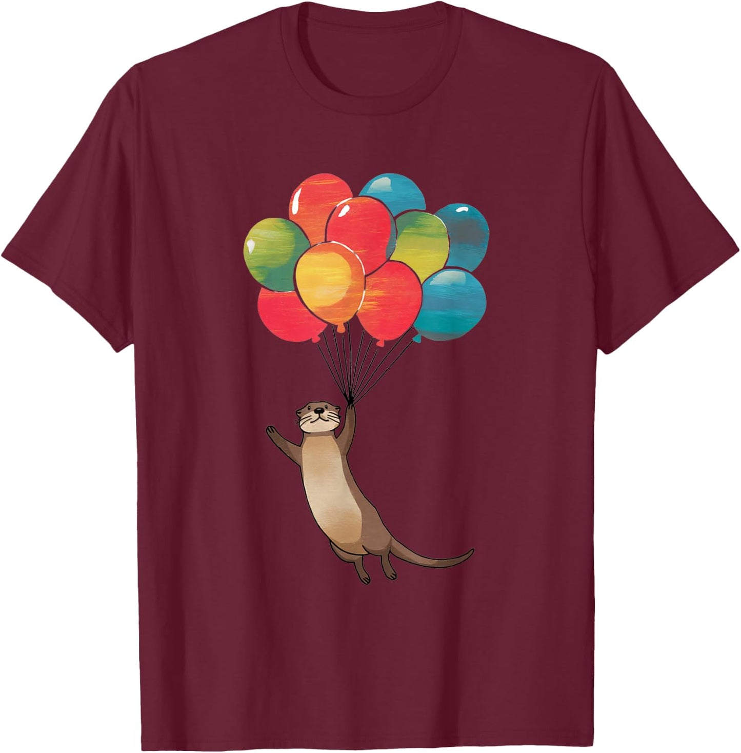 Otter Lover – Playful Wildlife Enthusiast Design T-Shirt - T-Shirt | Maroon