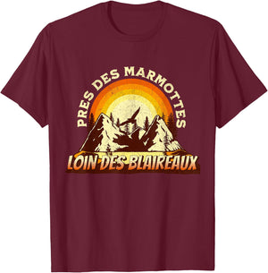 Near Marmots Away Badger Quote Forest Mountain , Black, S T-Shirt - T-Shirt | Maroon