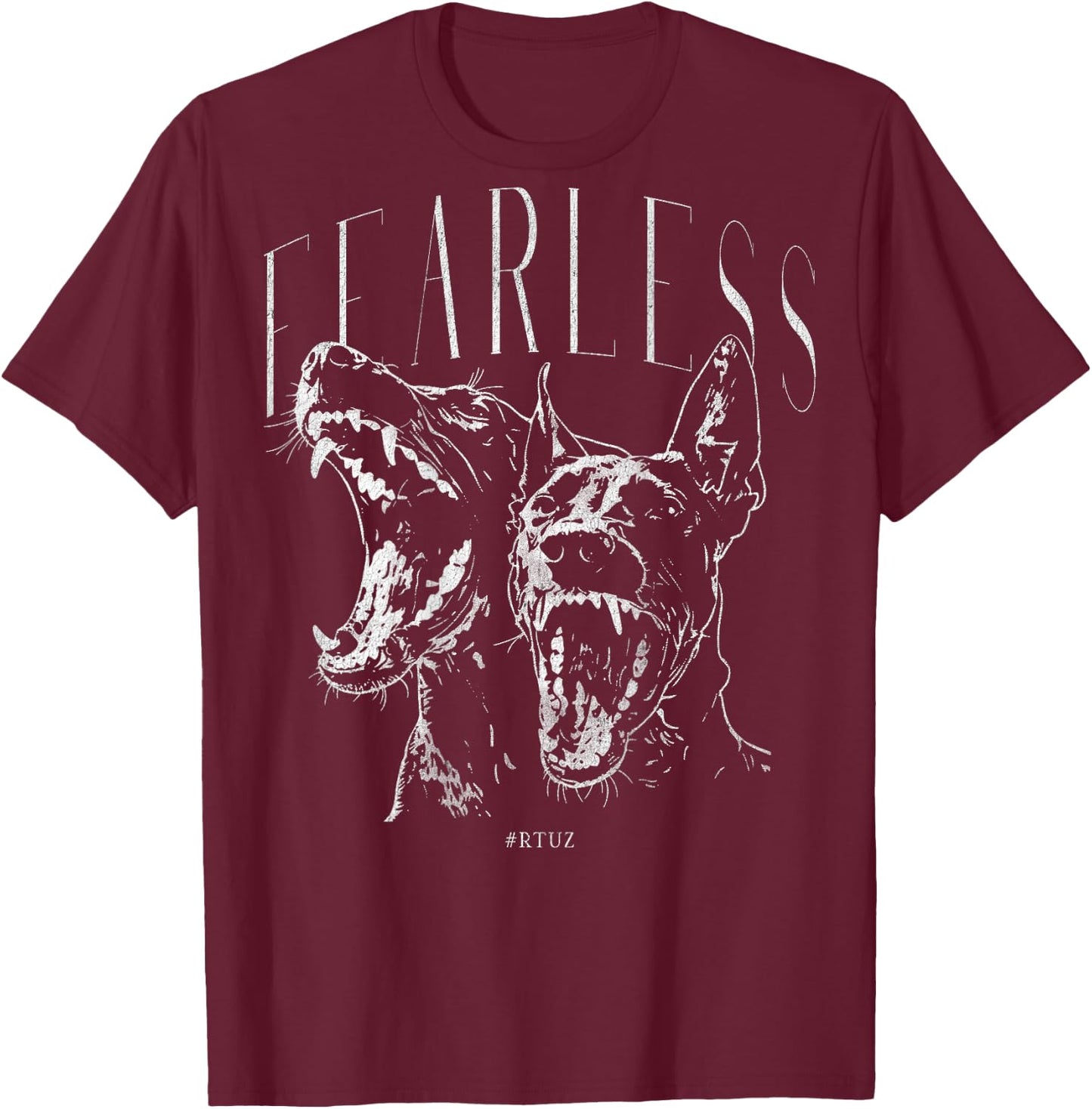 Back Print Streetwear Fashion Vintage Women Men Dog Doberman T-Shirt - T-Shirt | Maroon