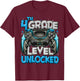 4th Grade Level Unlocked Game On 4th Grade Back To School T-Shirt - T-Shirt | Maroon
