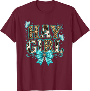 Cowgirl Leopard Cow Print T-Shirt - T-Shirt | Maroon