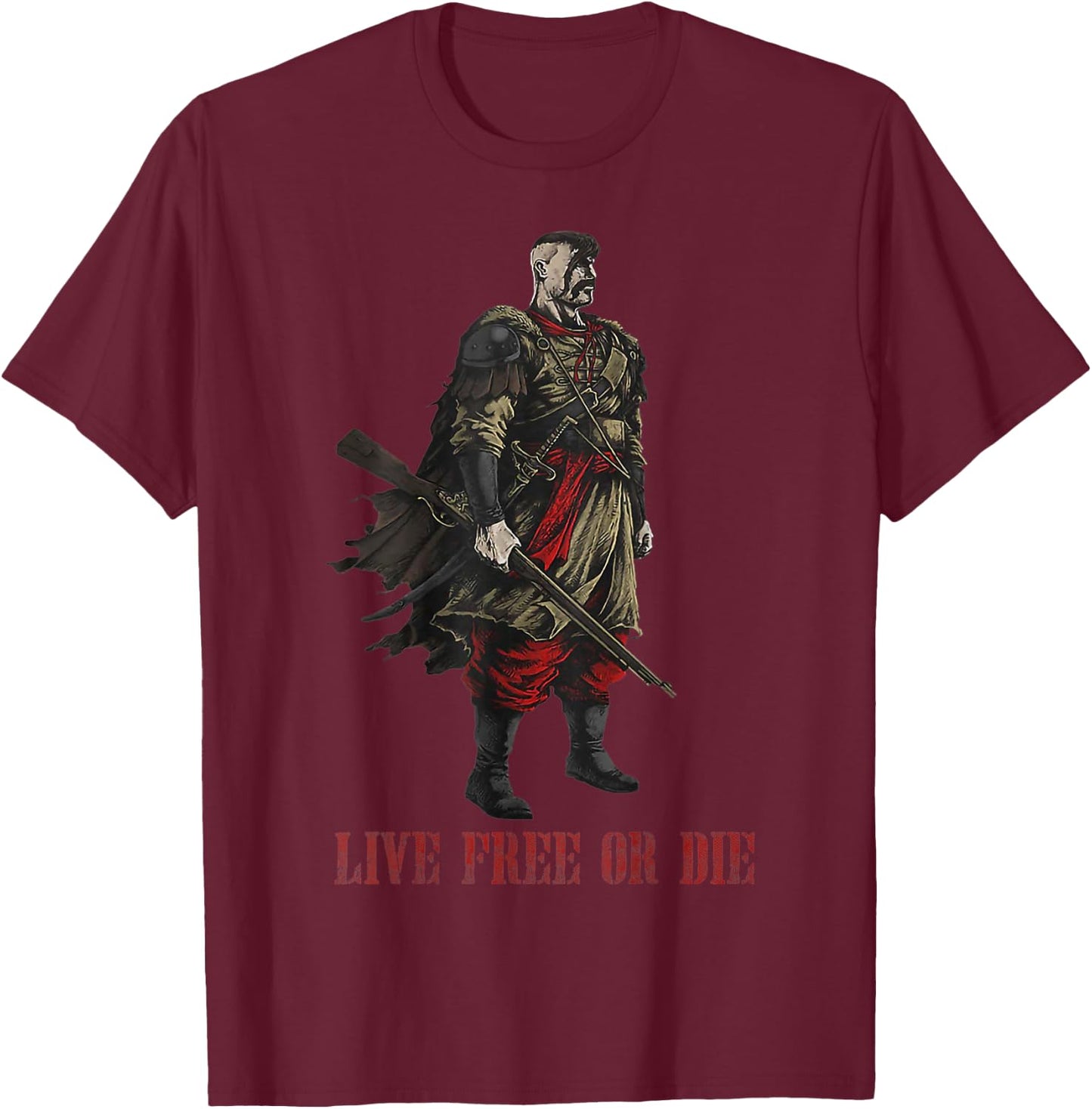 Live Free or Die_cossack Warrior T-Shirt - T-Shirt | Maroon