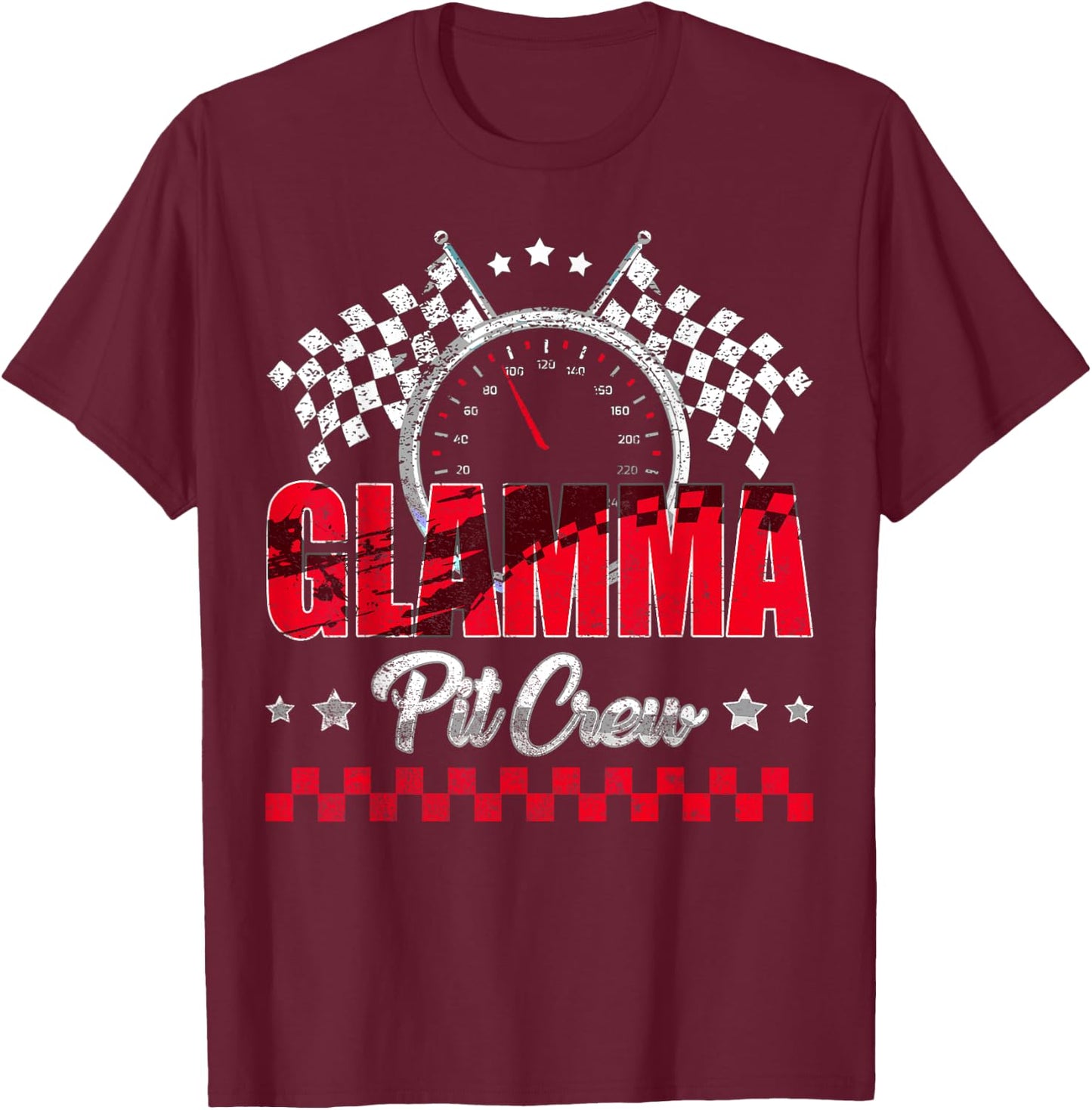 Race Car Birthday Party Racing Family Glamma Pit Crew T-Shirt - T-Shirt | Maroon