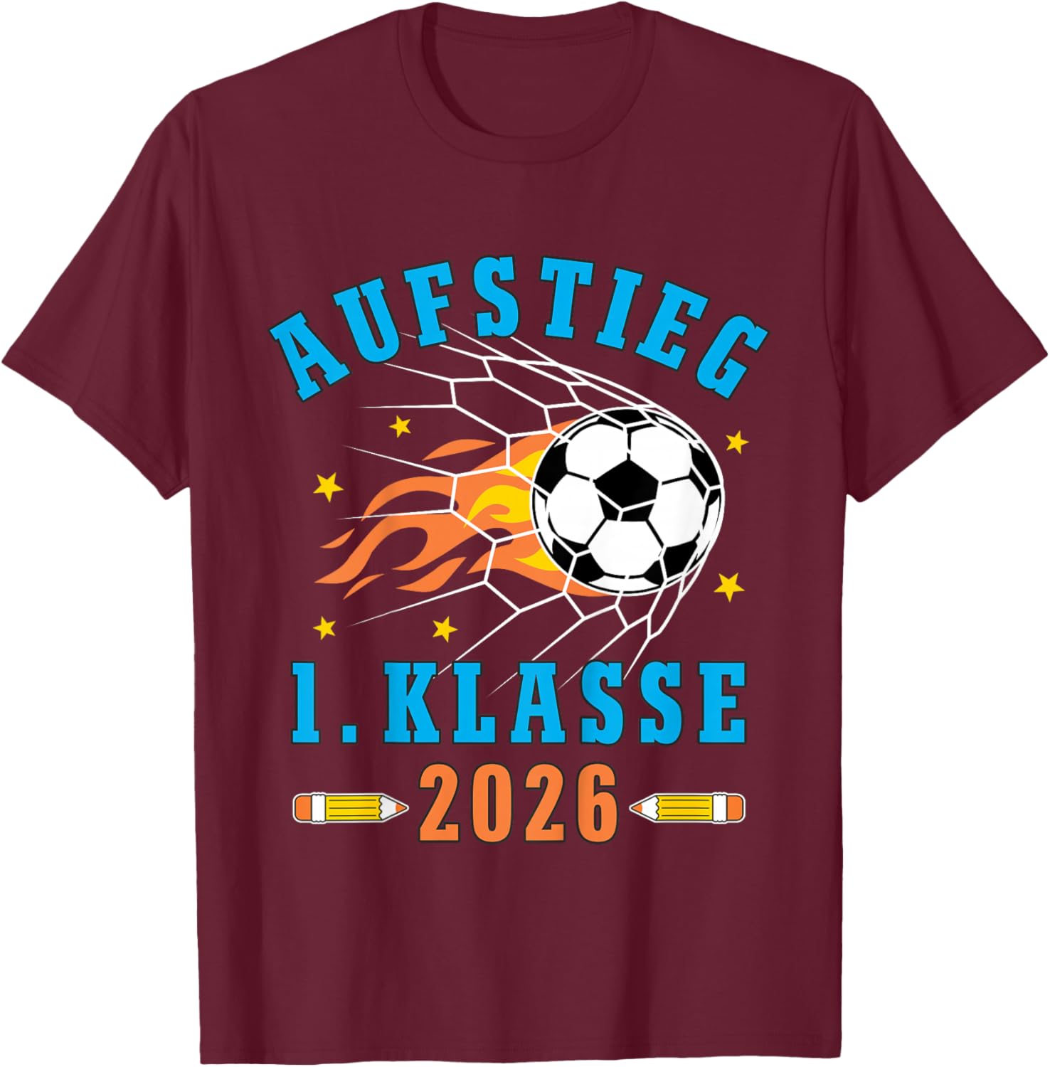 Kinder Schulkind 2026 Einschulung Erste Klasse Fußball Jungen T-Shirt - T-Shirt | Maroon