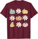 Pumpkin and Daisy Flowers Cute Fall Halloween Kids T-Shirt - T-Shirt | Maroon