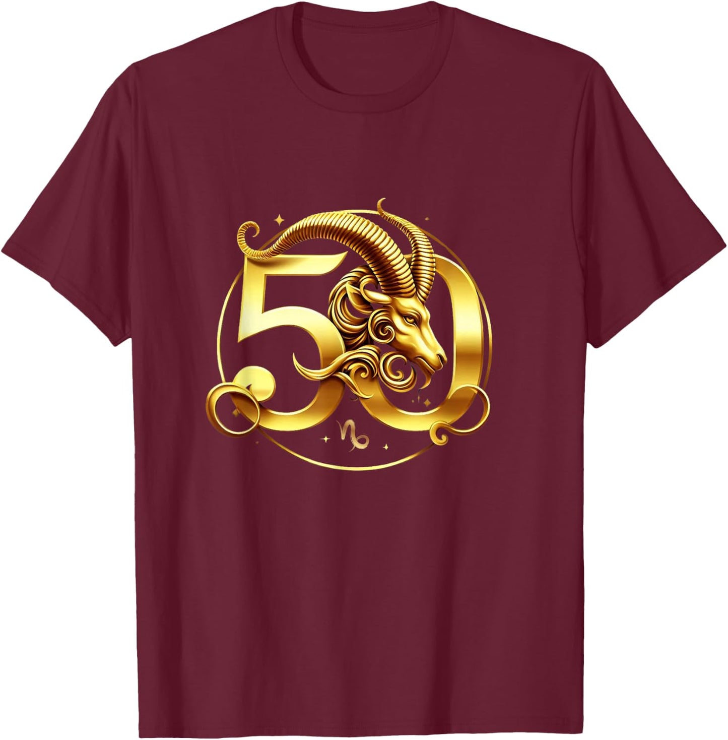 Capricorn 50th Birthday Bold & Regal Zodiac Design T-Shirt - T-Shirt | Maroon