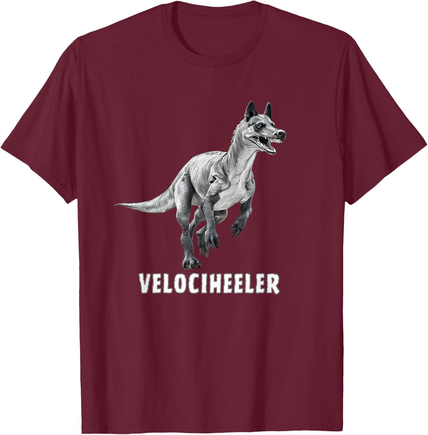 Velociraptor Australian cattle dog, red blue heeler dinosaur T-Shirt - T-Shirt | Maroon