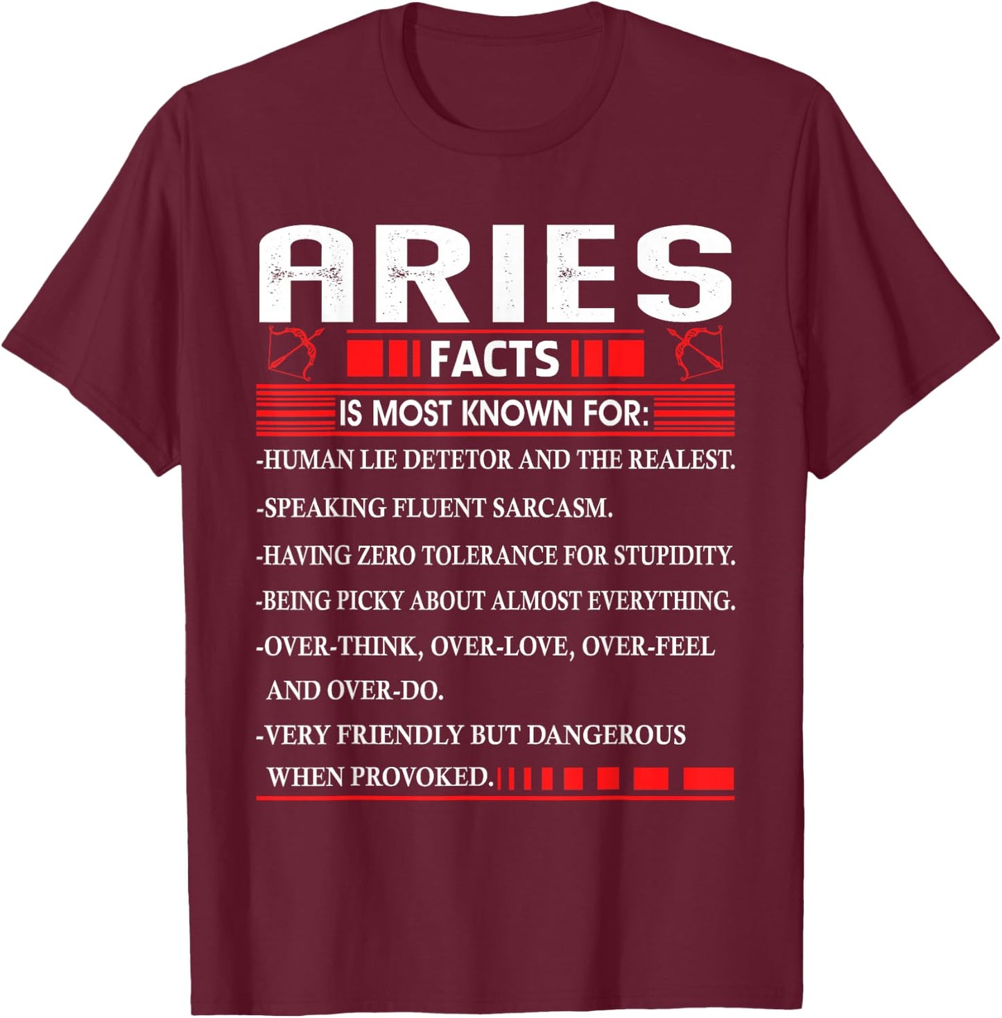 Aries Zodiac Birthday Aries Facts Gift Funny Small T-Shirt - T-Shirt | Maroon