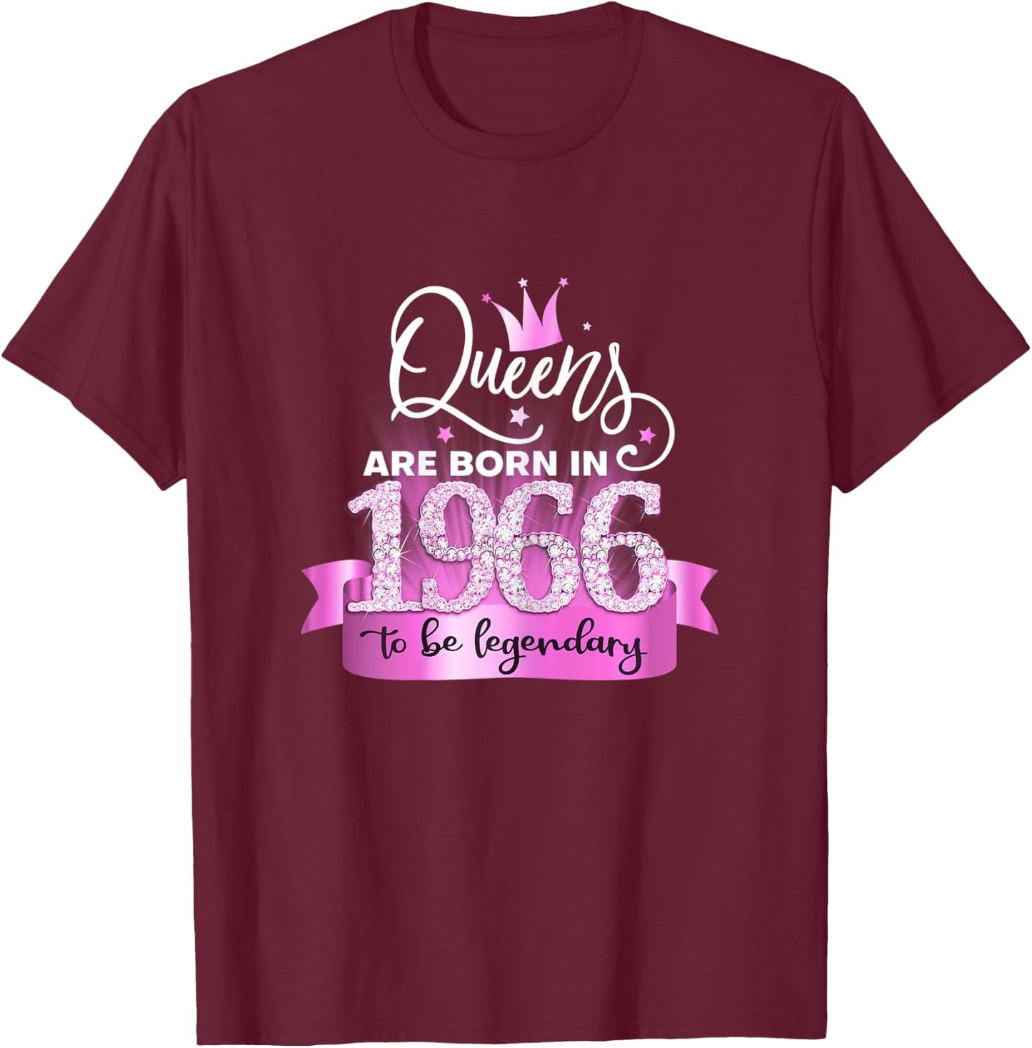 Born In 1966 I Elegant Pink Black Party Outfit & Accessory T-Shirt - T-Shirt | Maroon