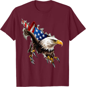 American Bald Eagle USA Flag Shirts 4th of July USA Eagle , black T-Shirt - T-Shirt | Maroon