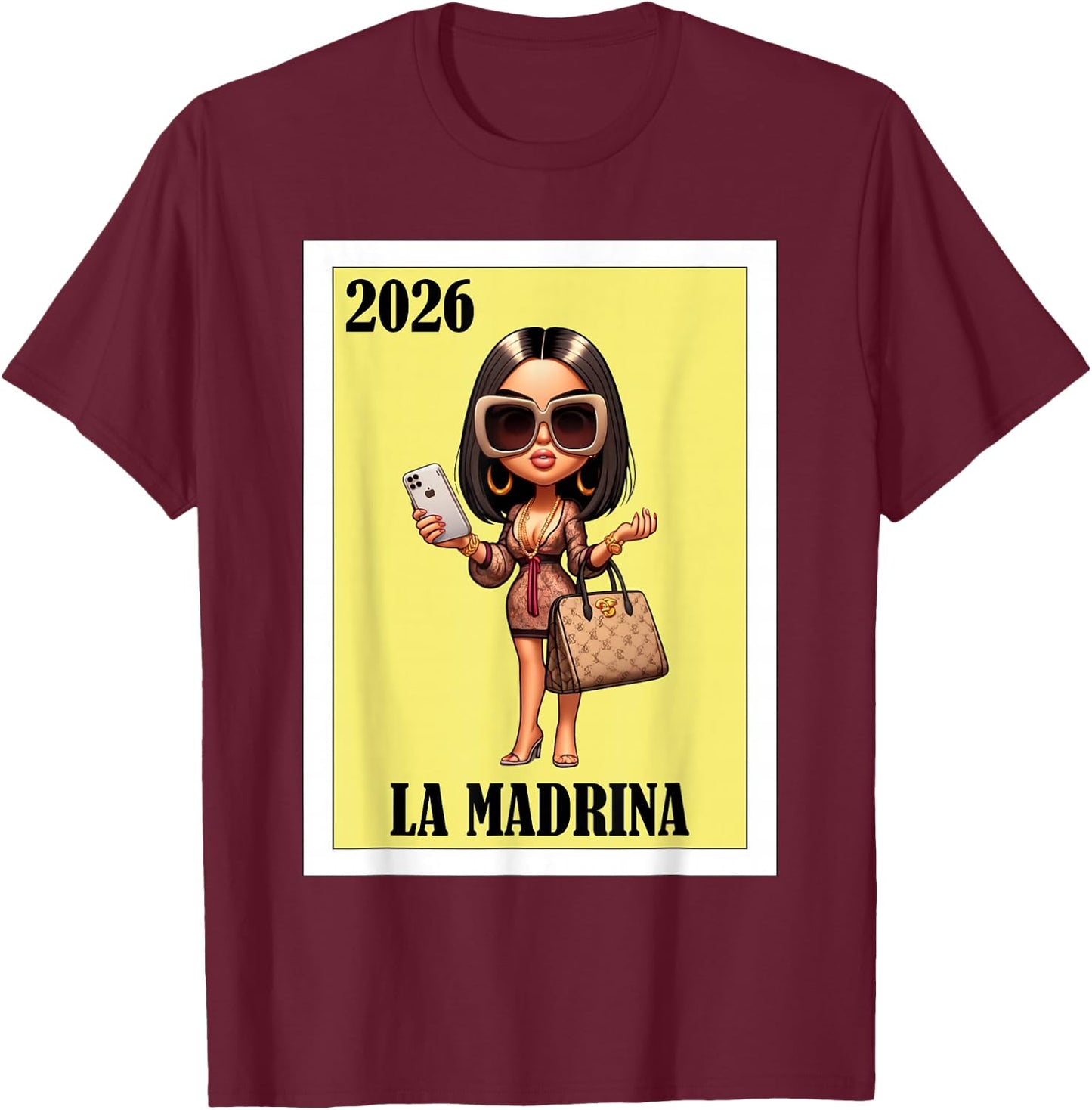 La Madrina 2026 Promoted to Godmother T-Shirt - T-Shirt | Maroon