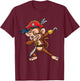 Dabbing Pirate Monkey Halloween T-Shirt - T-Shirt | Maroon
