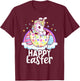 Happy Easter Unicorn Bunny Girls Kids Easter Eggs T-Shirt - T-Shirt | Maroon