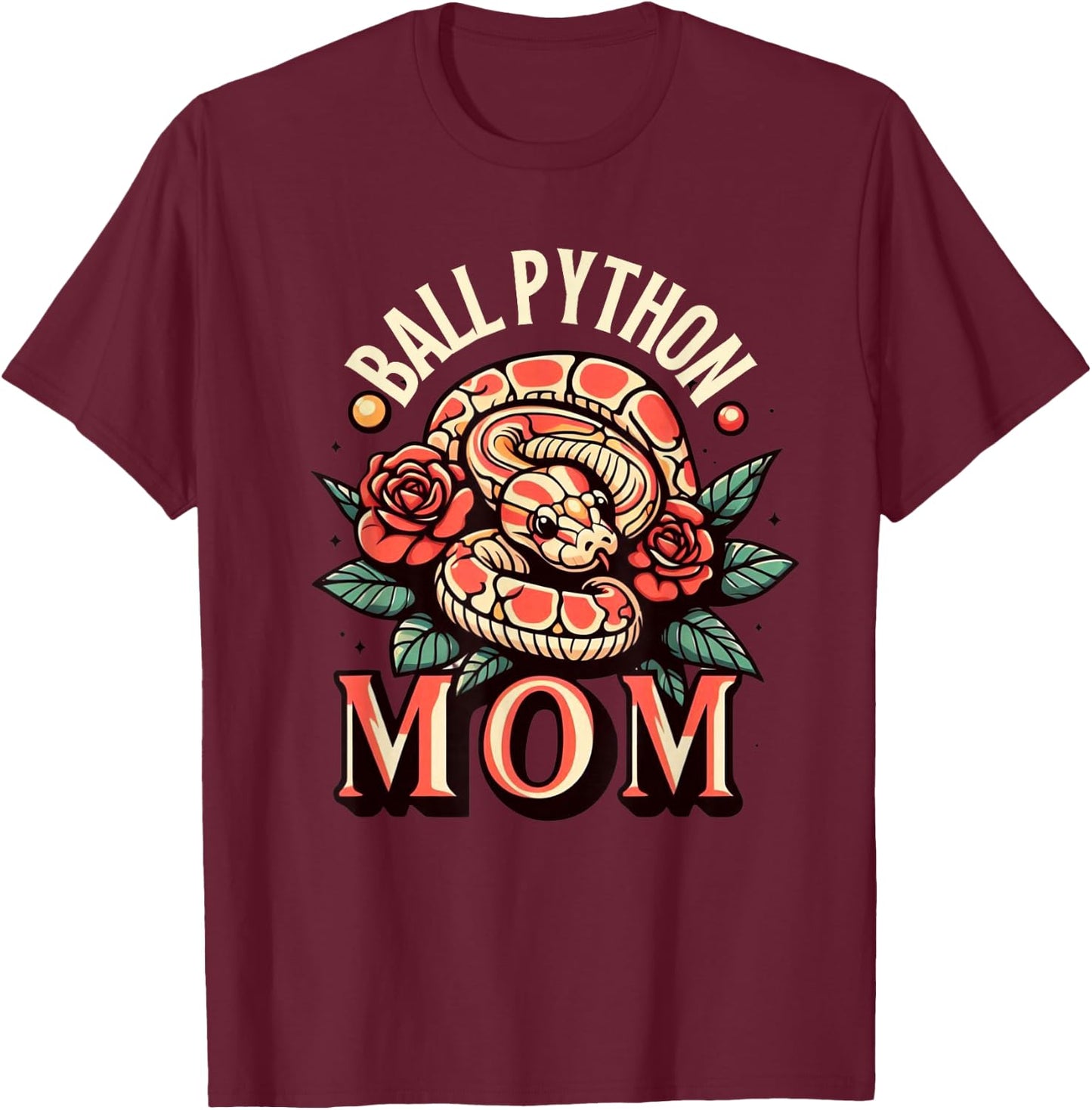 Ball Python Mom Shirt Snake Reptile Herpetology Ball Python T-Shirt - T-Shirt | Maroon
