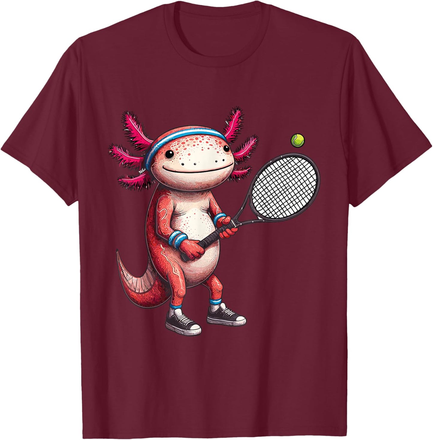 Axolotl Tennis Club Animals Sport Tournament Players T-Shirt - T-Shirt | Maroon