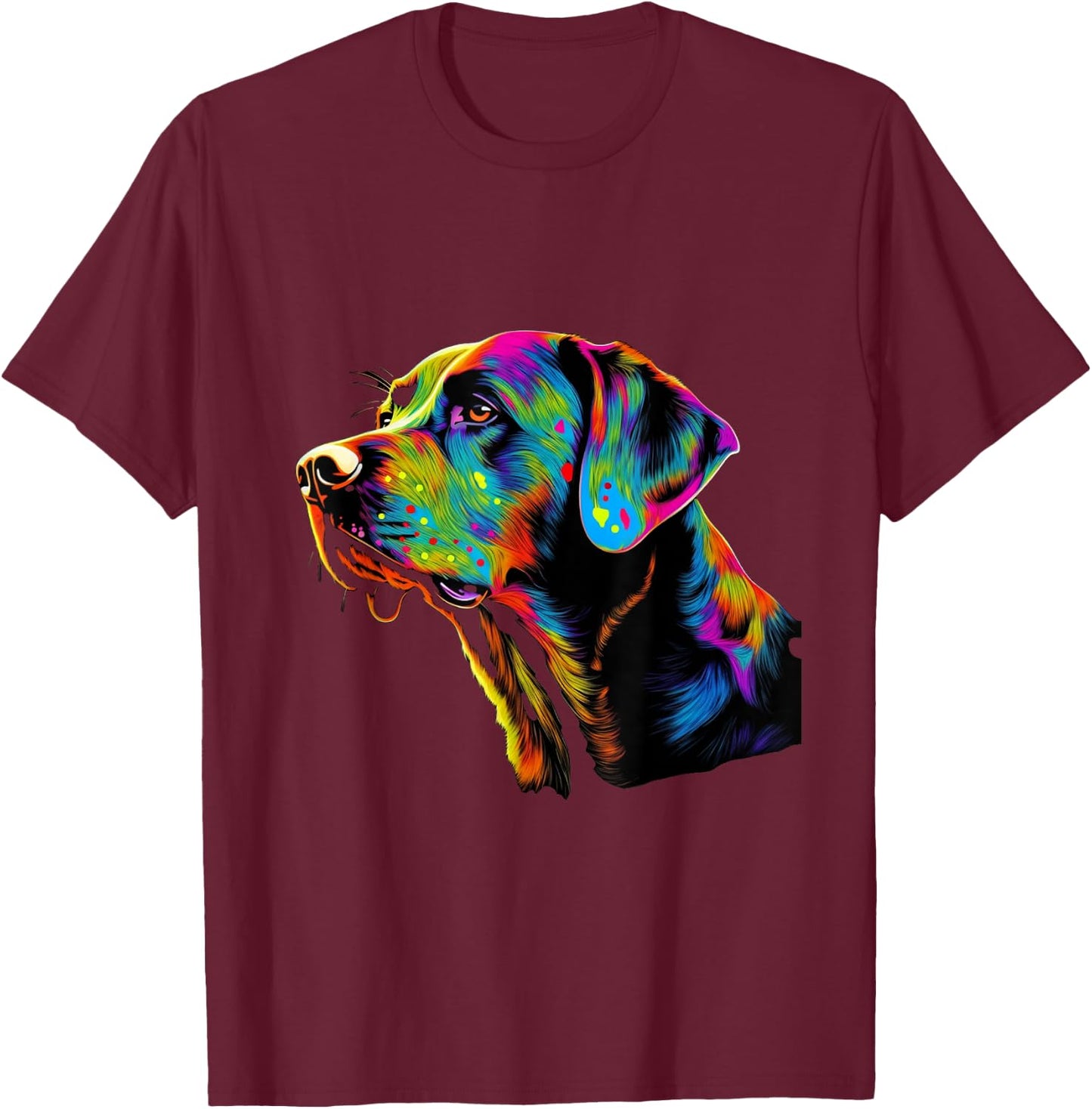 Colorful Neon Labrador Retriever T-Shirt - T-Shirt | Maroon