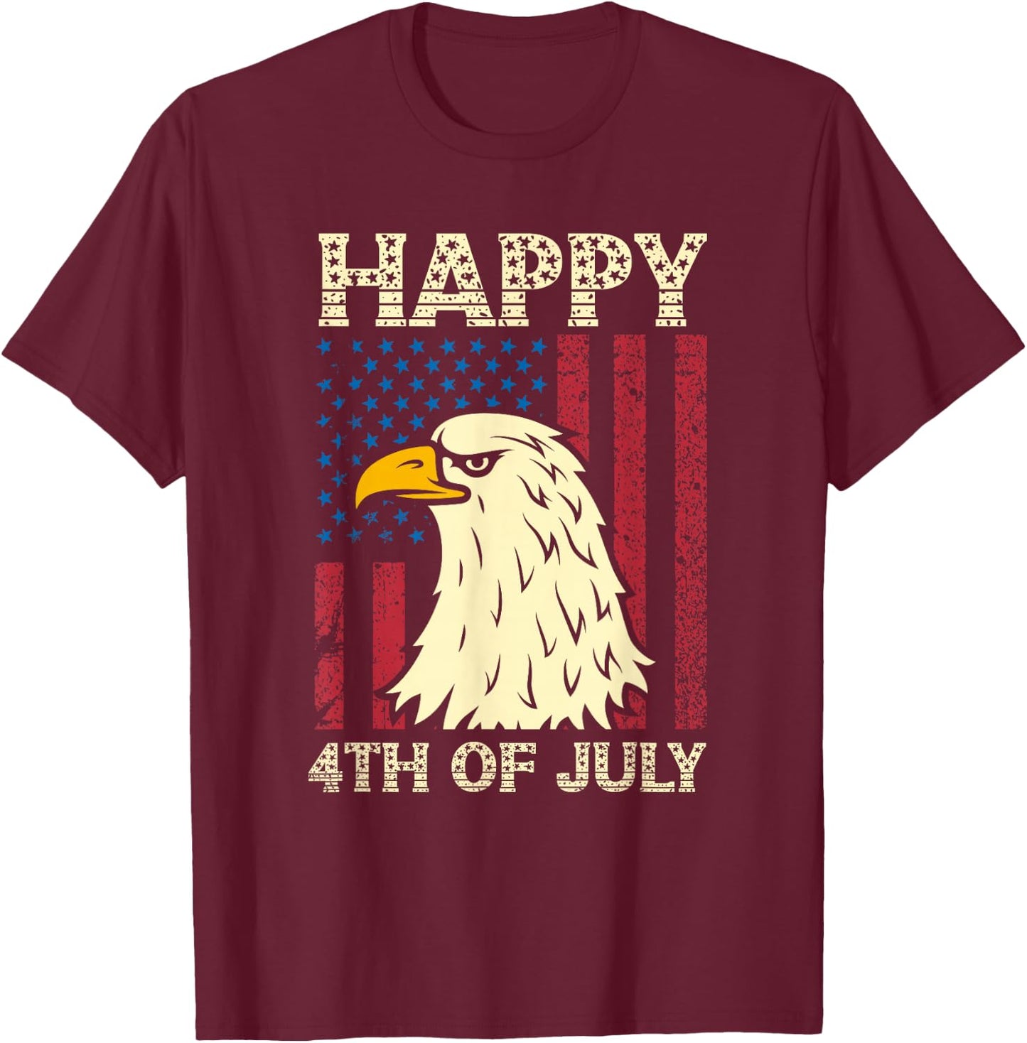 4th of July Independence Day American Flag T-Shirt - T-Shirt | Maroon