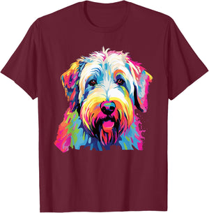 Watercolor Colorful Irish Soft Coated Wheaten Terrier T-Shirt - T-Shirt | Maroon