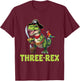 T-Rex Dinosaur Kids Pirate 3 Years Old 3rd Birthday T-Shirt - T-Shirt | Maroon