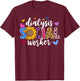 Dialysis Social Worker Heart Leopard Sunflower T-Shirt - T-Shirt | Maroon