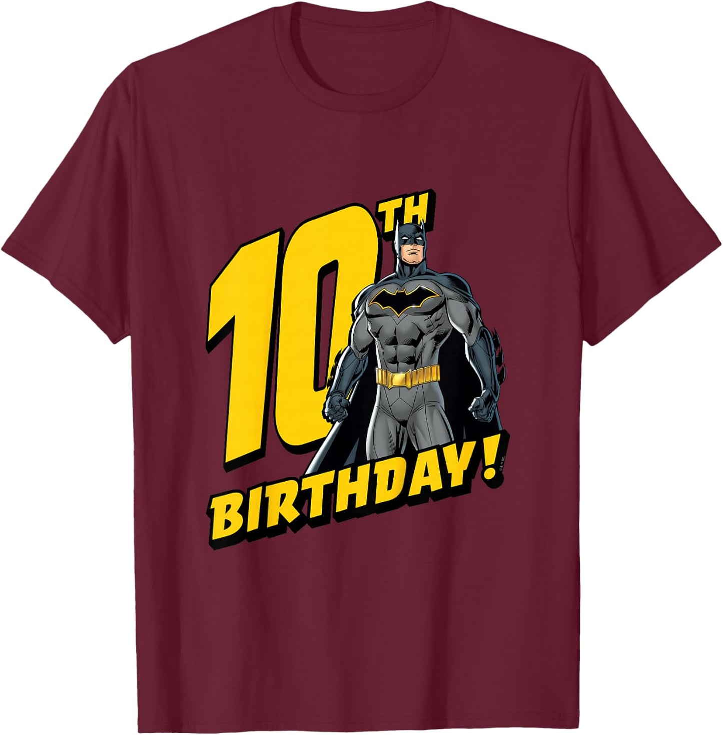 Kids Batman 10th Birthday T-Shirt - T-Shirt | Maroon