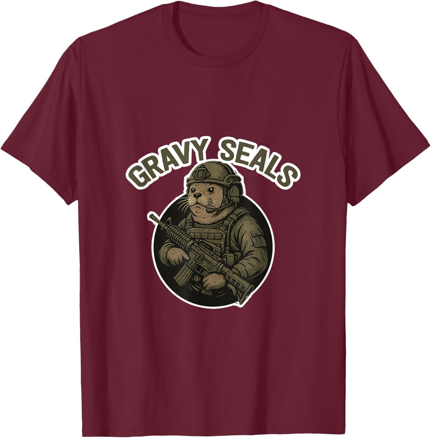 Gravy Seals Parody Animal Design T-Shirt - T-Shirt | Maroon