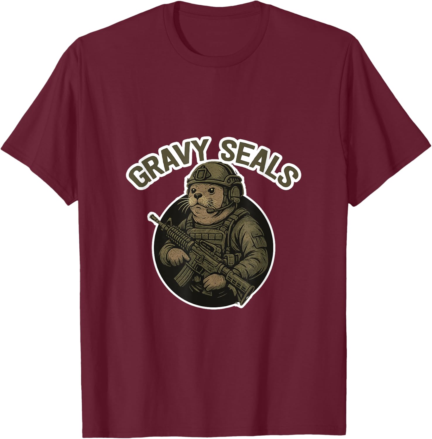 Gravy Seals Parody Animal Design T-Shirt - T-Shirt | Maroon